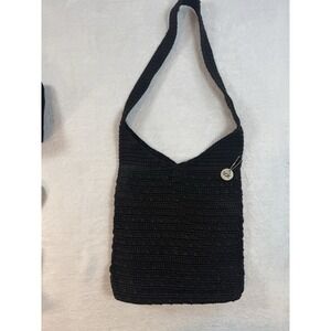 The Sak Black Crochet Shoulder Bag Purse Boho Classic Minimalist